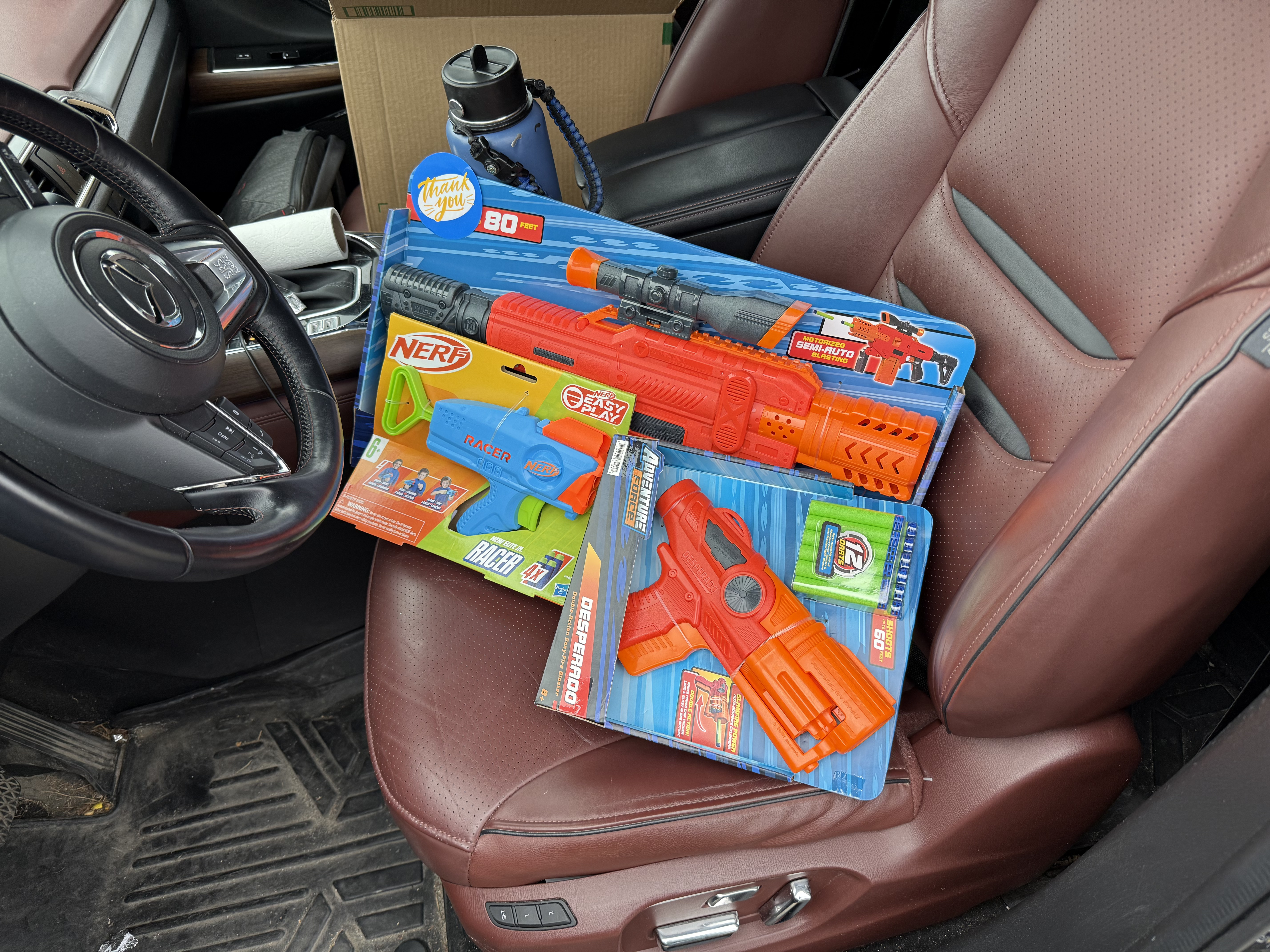 The dart blasters haul from Walmart