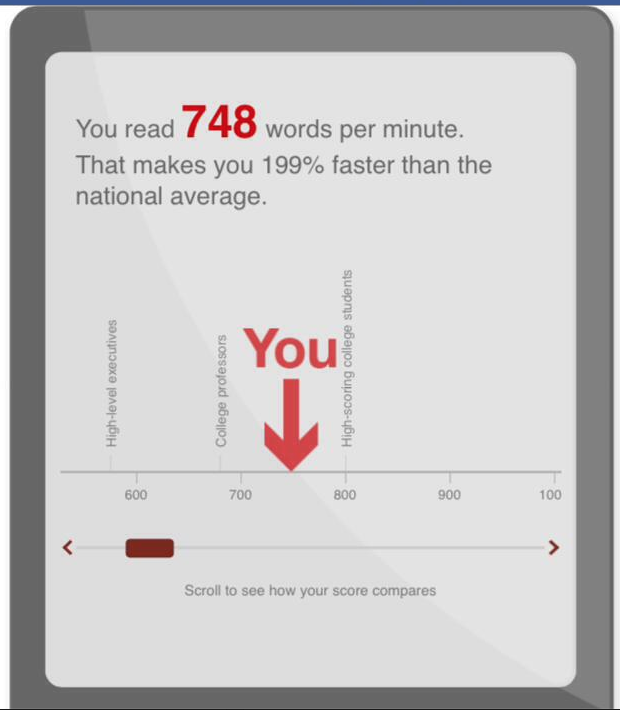 My cousin’s reading test